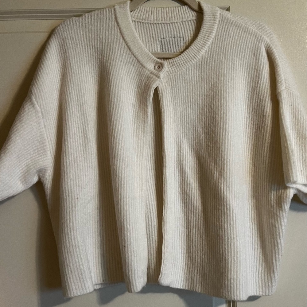 Single Button Sweater Cream Daily Drills